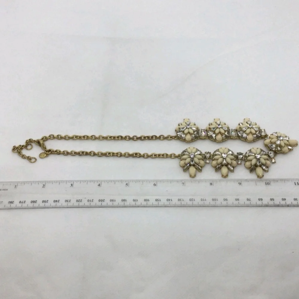 J. Crew Clear & Off White Rhinestone Statement Necklace - Picture 4 of 5